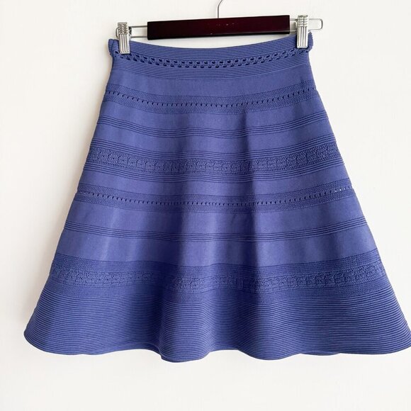Sandro Blue Knit Crochet Detail Mini Skirt S - Picture 3 of 10